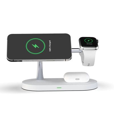 China 5in1 Multifunctional T268 5 in 1 15W Multifunctional Magnetic Wireless Charger for iPhone Suitable for Apple Watch with LED Light for sale