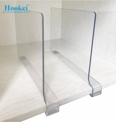 China Stronger Custom Size Adjustable Clear Acrylic Shelf Divider for Cabinet and Bookcase Pharmacy Shelf Dividers for sale