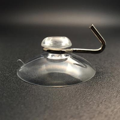 China Easy To Use 30mm Diameter Small PVC Clear Suction Cup With Single Metal Hook for sale