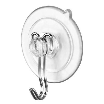 China Easy to use 45mm diameter medium PVC suction cup with intricate double metal hook for hanging for sale