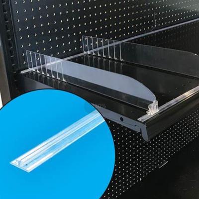 China Acrylic Cabinet Display Rail Shelf Pusher System Shelf Divider For Supermarket Shelves for sale