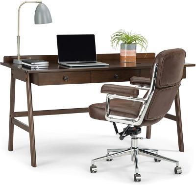 China Modern Brown Solid Wood High Tech Executive With Three Drawer Desk Suitable For Home Office for sale