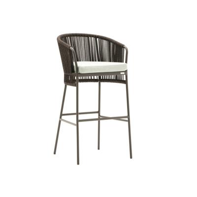 China Modern Outdoor Aluminum Rope Garden High Stool Chair For Bar Table for sale