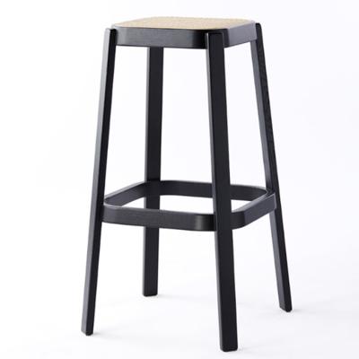 China Modern Solid Wood Wooden Stool Cane Bar Stool for sale