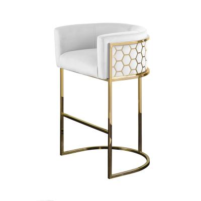 China Modern Shiny Brass Upholstered Stool Chair Bar Stool Chair for sale