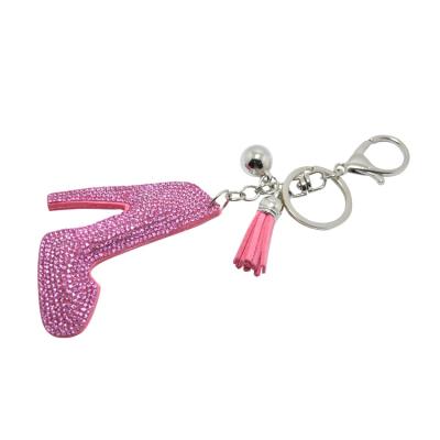 China Fashionable Custom High Heel Shoes Diamond Keychains Ornament For Ladies Women Girls Custom Key Chain for sale