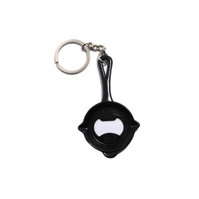 China Fashionable Wholesale Custom Pan Bottle Opener Keychain Trinket Shape Bottle Opener Key Chain for sale