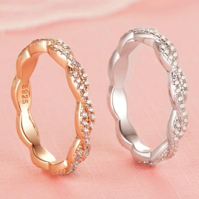 China Wholesale TRENDY Eternity Diary Wear 925 Sterling Silver Stackable Cubic Zircon Glow Ring For Woman for sale