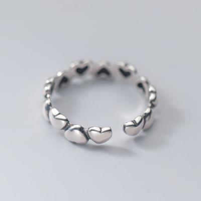 China S925 Sterling Silver Ring Retro Thai Simple Creative Sweet Hand Love Ring Heart FASHIONABLE Ring for sale