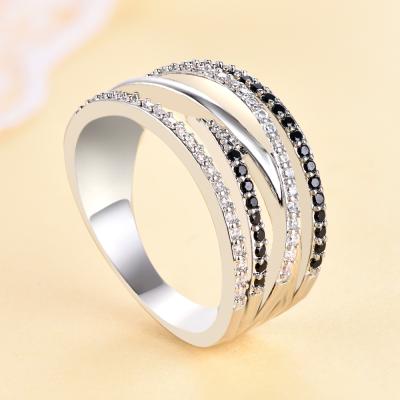 China Wholesale New Arrival S925 Sterling Silver Black Cubic Zirconia CLASSIC Ring Tonglin TL-440 Ring For Women for sale