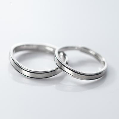 China FASHIONABLE Custom Adjustable Rings Silver Black Line Women 925 Sterling Silver Ring 925 Korean Style Couple for sale