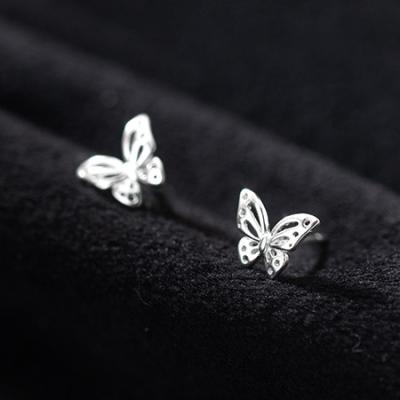 China Fashionable 925 Sterling Silver sweet personality of jewelry earrings simple hollow butterfly earrings and fresh for sale