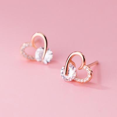 China Fashionable silver simple soft line earrings of 925 female white earrings beautiful love zircon earring for sale