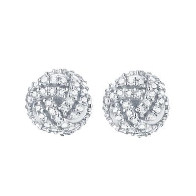 China TRENDY Rose Gold Pated Cubic Zircon Earring 18K White Gold Earring Stud Tonglin Jewelry Volleyball Elements Sterling Silver 925 for sale