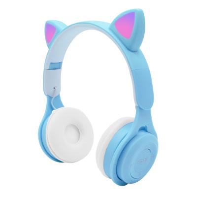 China New Headband Style M6 Earphone Stereo Cat Ears Led Headset Wireless Phone Earpiece Colors Macaron Earbuds for sale