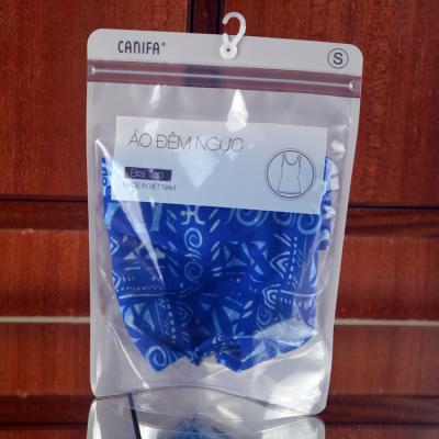 China Recyclable Custom Clothes Packaging Stand Up Plastic Ziplock Bags With Small Hanger for sale