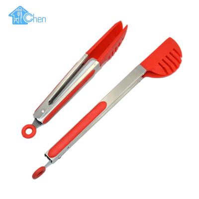 China Durable High Quality Heat Resistance Food Grade Nylon Stainless Steel Kitchen Tools GRILL Cooking Food Tongs Kitchen Supplies for sale