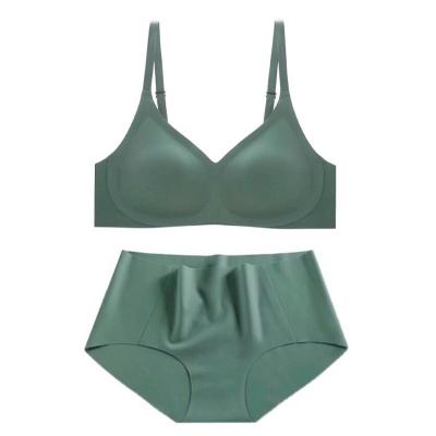 China One-Piece Non-marking Nude Skin Underwear Set, Thin Women Soft Comfortable Breathable No Steel Ring Bra Set for sale