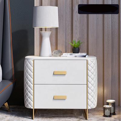 China China wholesale italian manufacturer adjustable modern luxury design (other)night stands white leather nightstand for bedroom for sale