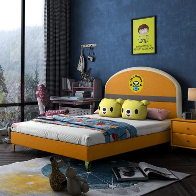 China 2021 hot sale cartoon design child bedroom furniture solid wood solid wood frame kids bed upholsted for sale