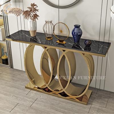 China Marble Top Wholesale Modern Luxury Gold Console Table 120cm With Marble Top for sale