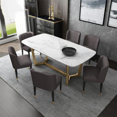 China (Others) New Design Adjustable High Quality Luxury Modern Dining Room Furniture Marble Dining Table Set Furniture for sale