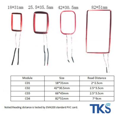 China Waterproof / 125Khz EM Antenna RFID Coil Air Core Red Copper Copper Coil Waterproof RFID Chip RFID Low Frequency Copper Coil for sale