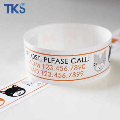 China Cute Hospital Children's Hospital Tear Resistant Dupont Paper Hand Strap Tyvek Waterproof Cute Wristband for Events for sale