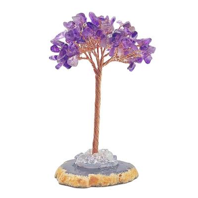 China Natural Crystal Quartz Based Bonsai 7 Chakra Mini Fortune Money Tree Amethyst Healing Gemstone Gift from China for Decoration for sale