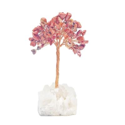 China Mini Crystal Money Tree Copper Wire Winding Agate Handmade Piece Base Natural Stone Crystal Tree for sale