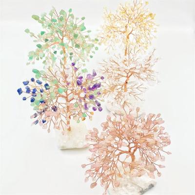 China Hot Selling Handmade Product Money Chakra Healing Crystal Copper Tree of Life Lucky Tree for sale