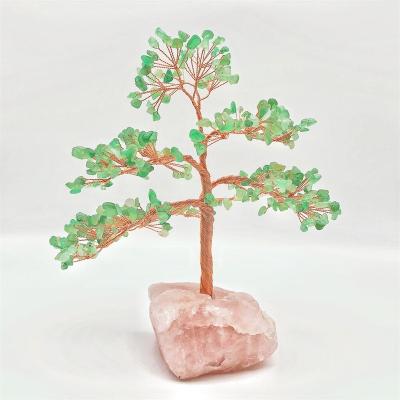 China Handmade crystals copper natural green jade copper handcraft tree of life quartz base decoration for sale