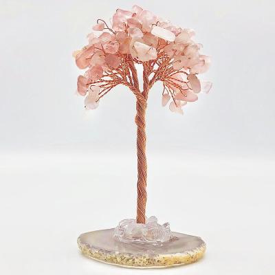 China Handmade Tree of Life Chakra Healing Agate Base Natural Yellow Crystal Decoration for sale