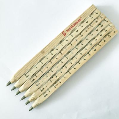 China Pen Custom Material Pen Promotional Square Recycled Wooden Ballpoint Pen With Ruler for sale