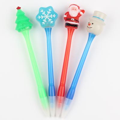 China Promotional Pen Custom Kids Christmas Gift Plastic Bounce Light Ball Pen Led Luminous Pencil for sale