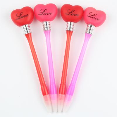 China Promotional Pen Valentine's Day Gift Heart Shape Led Ball Pen Plastic Luminous Pencil for sale