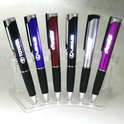 China Plastic Promotional Advertising Pen Custom Light Up Ball Pen Led Logo Light Pen for sale