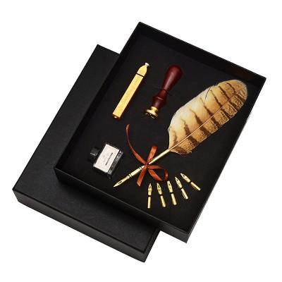 China Promotional Student Luxury Gift Set Feather Fountain Pen Owl Can Pen With Ink for sale