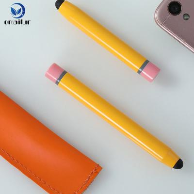 China Mobile phone promotion pencil shaped metal touch screen stylus pen, orange stylus pen for smartphone for sale