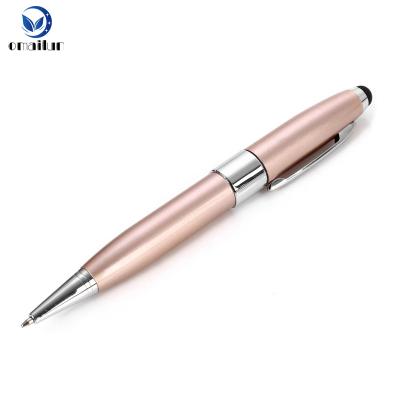 China Business gift/stationery/promotion school office wholesales 3 in 1 stylus usb pen, advanced fancy rose gold plated girls usb pen order for sale