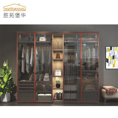 China New Design Customized Open Design 2 Drawer Wardrobe Glass Door Bedroom Wardrobe Wooden Wardrobe Door for sale