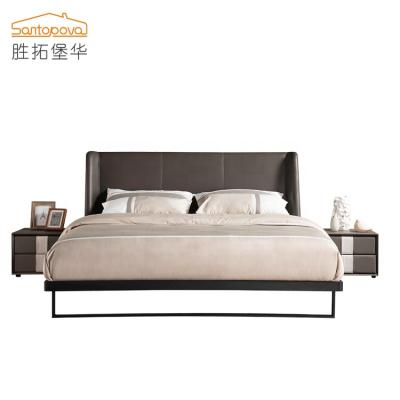 China Customizable Modern Style Bed Bedroom Furniture 1.8m Leather Bed Design Luxury Hotel Bed Factory for sale