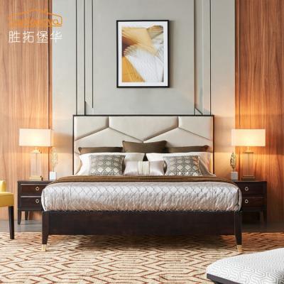 China Customizable American Style Modern Leather Fabric Bed Bedroom Furniture 1.5m Bed Set for sale