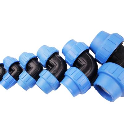 China Irrigation PP Compression Fitting Coupling Elbow Tee For Drip Irrigation System Pipe for sale