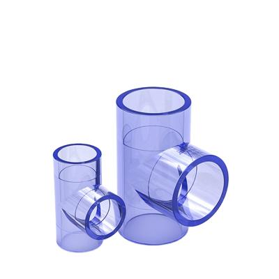 China Water Supply Upvc Pipe Fitting Tee Bypass PVC Tee Plug Plumbing Transparent Clear PVC Pipe Fittings Fitting Tee for sale