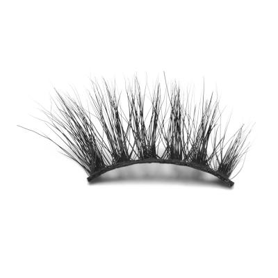 China Natural Short Soft Strip Lashes 15mm 3d Half Mink Lashes Siberian Mink Lashes 100% Real for sale