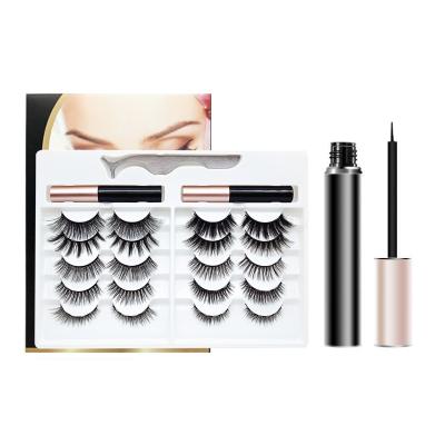 China Newest Natural Soft Natural Soft Magnetic Eyelashes Kit with 10 Pairs Magnetic Eyelashes and Magnetic Eyeliner in a Gift Box Magnetic False Eyelash for sale