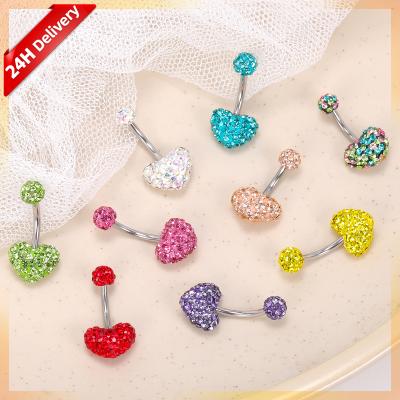 China HOVANCI Gems CZ Heart Pattern Belly Button Surgical Steel Belly Button Rings PUNKS for sale