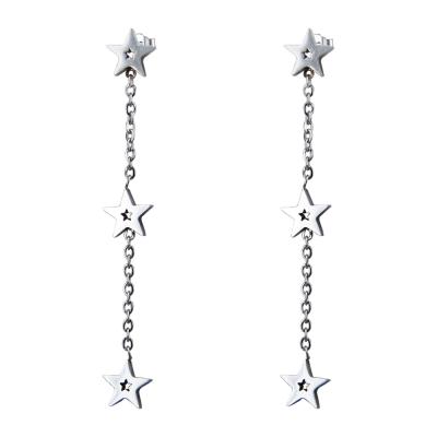 China Surgical Grade Earring Jewelry Stainless Steel Jewelry Supplies Star Long Dangle Chain Earrings for sale