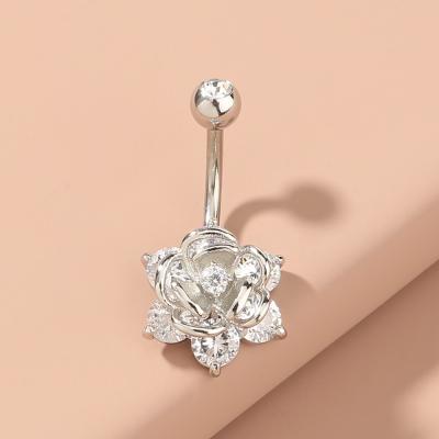 China No HOVANCI 3 Fashion Delicate Flower Pendant Belly Piercing Dangle Navel Body Piercing Jewely With Pure Rhinestone for sale